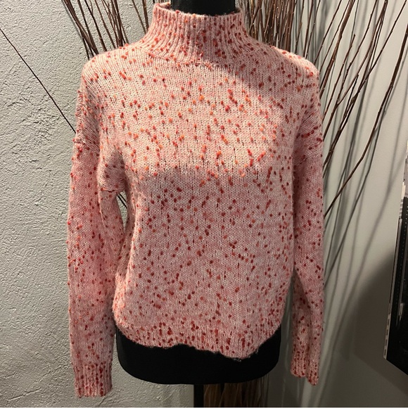 🍒LAUREN CONRAD PINK POLKA DOT MOCK TURTLENECK SWEATER SIZE SMALL🍒 - Picture 1 of 5
